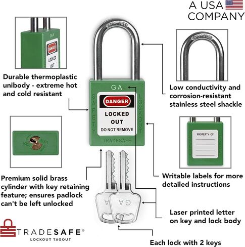 TRADESAFE Lockout Tagout Lock Sets, 7 Red Keyed Alike Unlimited Grouping Safety Padlocks, 2 Keys Per Lock, OSHA Compliant Loto Locks, for Lock Out Tag Out Kits in Kuwait