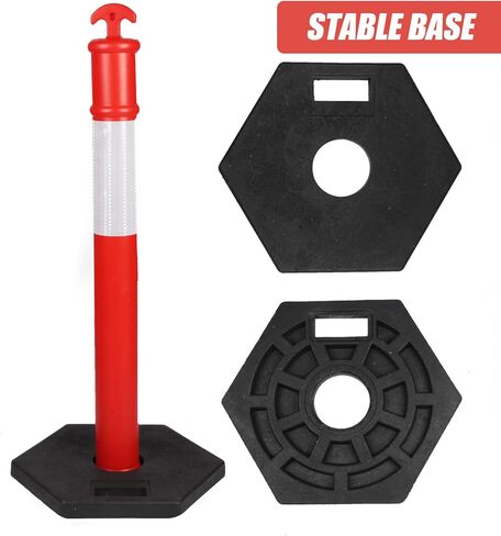 Biowina 43 بوصة PE ConesTraffic Delineator Posts، مع شريط عاكس، عمود محدد مع قاعدة مطاطية 16 بوصة لمواقع البناء، وإدارة المرافق وما إلى ذلك، 3PK in Kuwait