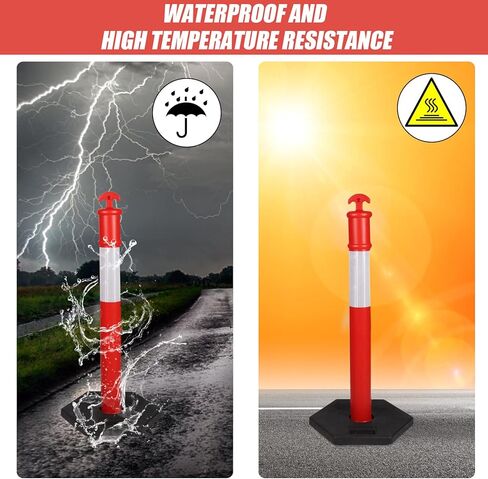 Biowina 43 بوصة PE ConesTraffic Delineator Posts، مع شريط عاكس، عمود محدد مع قاعدة مطاطية 16 بوصة لمواقع البناء، وإدارة المرافق وما إلى ذلك، 3PK in Kuwait