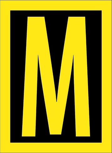 NMC National Marker Corp. HIL15M Letter, M, 1.5 Inch High Visibility Yellow Black, PS Vinyl in Saudi Arabia