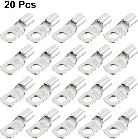 uxcell Copper Wire Lugs,2AWG SC35-8,Bolt Hole,Battery Cable Ends Eyelets Crimp Tubular Ring Terminals Connectors Silver Tone 20Pcs in Saudi Arabia