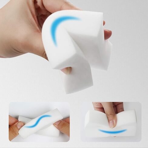 Extra Large Eraser Sponge,Extra Thick, Long Lasting, Multi-Purpose Scrubber Foam Cleaning Pads,Magic Sponge Eraser Sponge for Bathtub, Floor, Baseboard, Bathroom, Wall Cleaning (50 Pack) (White) in Kuwait