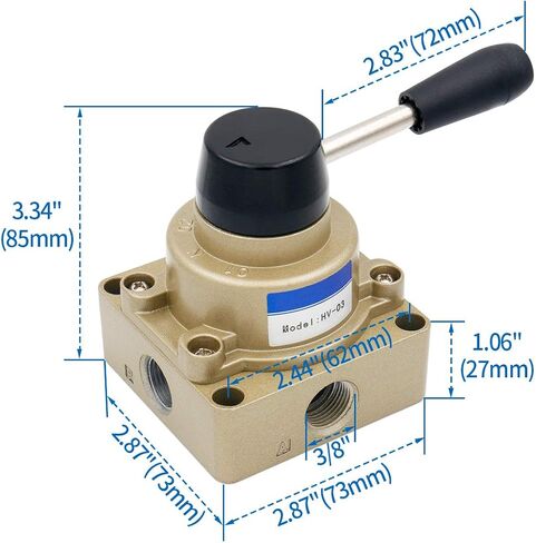 صمام التحكم اليدوي للرافعة الدوارة الهوائية من Baomain HV-03 PT 3/8 3 أوضاع 4 اتجاهات للتحكم في تدفق الهواء in Kuwait