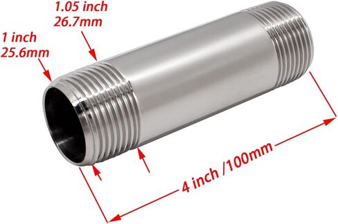 SHENGHUISS 2 Pcs 3/4" NPT x 3/4" NPT Male Threaded 316 Stainless Steel Marine Grade Nipple Pipe Coupling Fitting 4 inches Length Tube Sleeve Extension Connector in Kuwait