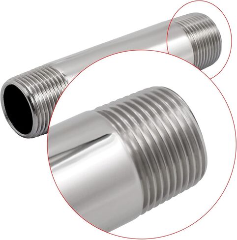 SHENGHUISS 2 Pcs 3/4" NPT x 3/4" NPT Male Threaded 316 Stainless Steel Marine Grade Nipple Pipe Coupling Fitting 4 inches Length Tube Sleeve Extension Connector in Kuwait