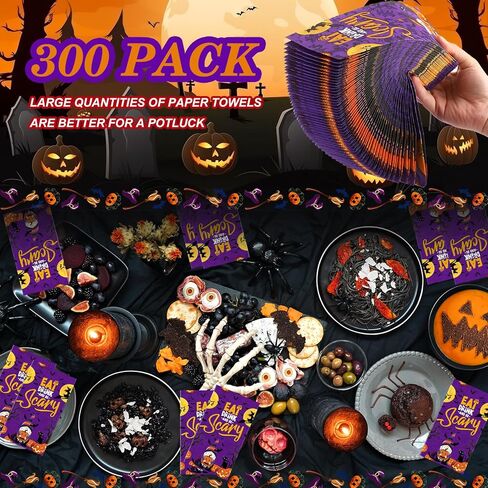 cholemy 300 جهاز كمبيوتر شخصى عطلة المناديل القابل للتصرف، عيد الهالوين عيد الشكر 3 مواسم المناديل الورقية المختلطة مناشف اليد عشاء للأطفال عطلة حزب لوازم الزينة in Kuwait