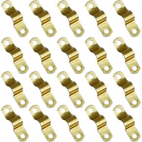 20 PCS Two Hole Strap U Bracket Tube Strap Tension Clips, Pipe Strap Clamp,Refrigerator/Freezer-Iron Clip-for Repair of Evaporator Coils(Brass)
