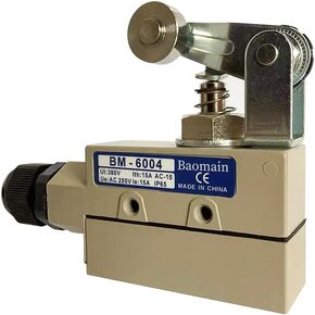 Baomain TZ-6 Sealed Limit Switch BM-6004 (TZ-6004) Roller Plunger SPDT AC 250V 15A IP 65