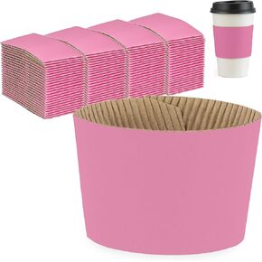 FMP Brands [50 Pack] Christmas Paper Coffee Cup Sleeves, Disposable Corrugated Cardboard Paper Jacket fit 12oz, 16oz, 20oz, 24oz Disposable Coffee Cups, Hand Protection for Hot and Cold Drinks