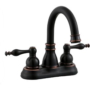 Derengge F-450-JM ORB صنبور حوض حمام برونزي مطلي بالزيت بمقبضين مع مجموعة زخرفة تصريف منبثقة، تلبي cUPC NSF AB1953 in Saudi Arabia