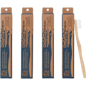 Brush with Bamboo Toothbrush with Plant-Based Bristles - 4 Pack