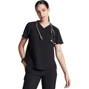 Asmar Scrubs Florence Relaxed Fit V Neck Scrub Top for Women, Short Sleeves 2 Pocket Scrub Shirt