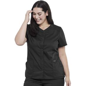 Cherokee Women Scrubs Top Workwear Revolution Snap Front V-Neck WW622