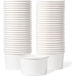 MATICAN Paper Ice Cream Cups - 50-Count 5.5-Oz Disposable Dessert Bowls for Hot or Cold Food, 5.5-Ounce Party Supplies Treat Cups for Sundae, Frozen Yogurt, Soup, White in Kuwait