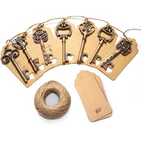 AYAOQIANG 75pcs Wedding Favors Skeleton Key Bottle Opener with Escort Card Tag and Key Chains for Guests Party Favors Rustic Decoration (Bronze 75pcs)…