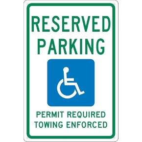 NMC TMS306G "Reserved Parking Handicapped" لافتة أركنساس، 0.040 ألومنيوم، 18 بوصة × 12 بوصة in Kuwait