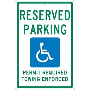 NMC TMS306H"Reserved Parking Handicapped" Arkansas Sign, 0.063 Aluminum, 18" x 12" in Saudi Arabia