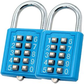 MIONI 10 Position Push Button Combination Padlock, 5 Position Locking Mechanism, (1 Black) in Saudi Arabia