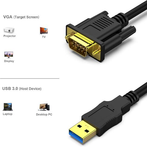 بينفي كيبل USB الى VGA بطول 1.8 متر من USB 3.0 الى VGA ذكر الى ذكر in Kuwait