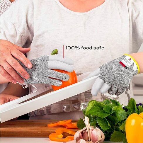 NoCry Kids Cutting Gloves, XXS (4-7 Years) - 100% Food Grade Kids Fishing Gloves with Level 5 Protection - Ideal as Wood Carving Gloves or Whittling Gloves for Kids - Free eBook Included in Kuwait