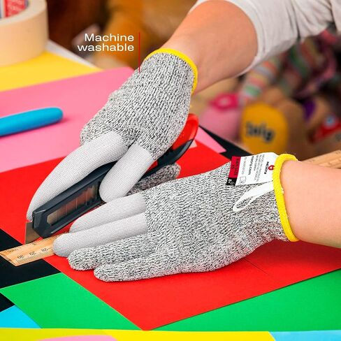 NoCry Kids Cutting Gloves, XXS (4-7 Years) - 100% Food Grade Kids Fishing Gloves with Level 5 Protection - Ideal as Wood Carving Gloves or Whittling Gloves for Kids - Free eBook Included in Kuwait