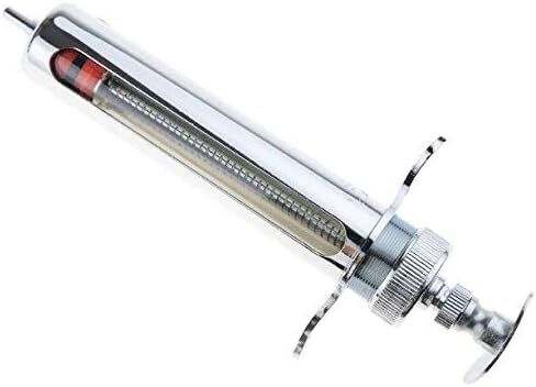 EatingBiting 20ml Reusable Stainless Steel Hypodermic Veterinary Animal Syringe Glass for Lab/Quality Stainless Steel/Simple Structure/with Locking Screws Simple Operation in Saudi Arabia