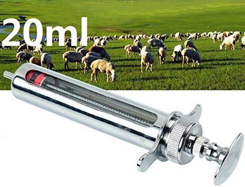 EatingBiting 20ml Reusable Stainless Steel Hypodermic Veterinary Animal Syringe Glass for Lab/Quality Stainless Steel/Simple Structure/with Locking Screws Simple Operation in Saudi Arabia
