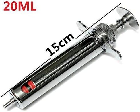 EatingBiting 20ml Reusable Stainless Steel Hypodermic Veterinary Animal Syringe Glass for Lab/Quality Stainless Steel/Simple Structure/with Locking Screws Simple Operation in Saudi Arabia