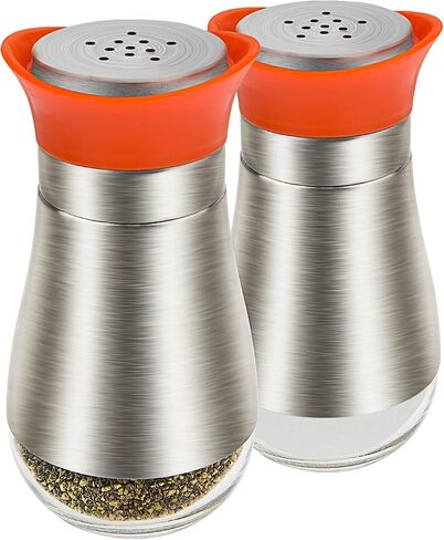 Salt Pepper Seasoning Glass Shaker with Stainless Steel Cover 2 pcs Pack Set (Black) in Kuwait
