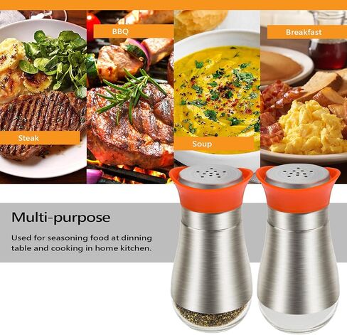 Salt Pepper Seasoning Glass Shaker with Stainless Steel Cover 2 pcs Pack Set (Black) in Kuwait
