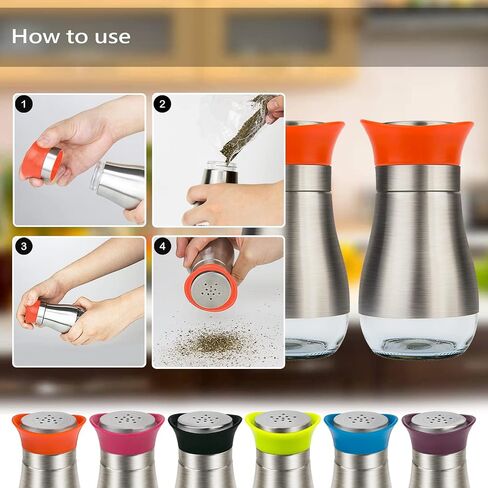 Salt Pepper Seasoning Glass Shaker with Stainless Steel Cover 2 pcs Pack Set (Black) in Kuwait