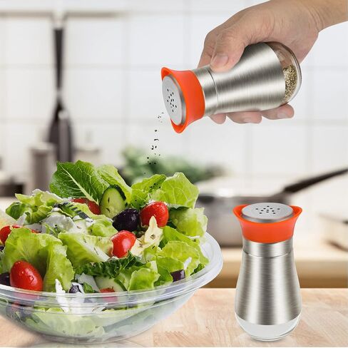 Salt Pepper Seasoning Glass Shaker with Stainless Steel Cover 2 pcs Pack Set (Black) in Kuwait