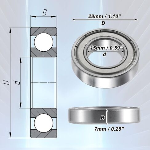 ACROPIX 6902ZZ محامل مزدوجة محمية مسبقًا ومحامل كروية ذات أخدود عميق مقاس 15 × 28 × 7 مم باللون الفضي - عبوة من 5 قطع in Saudi Arabia