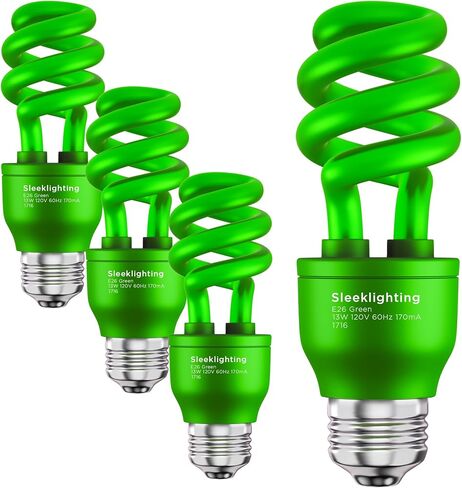 SLEEKLIGHTING لمبة إضاءة CFL حلزونية برتقالية 13 وات - معتمدة من UL - مصابيح إضاءة برتقالية حلزونية CFL للأغراض العامة - 120 فولت، قاعدة متوسطة E26. (عبوة من 4) in Kuwait