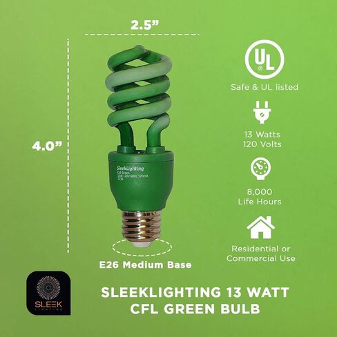 SLEEKLIGHTING لمبة إضاءة CFL حلزونية برتقالية 13 وات - معتمدة من UL - مصابيح إضاءة برتقالية حلزونية CFL للأغراض العامة - 120 فولت، قاعدة متوسطة E26. (عبوة من 4) in Kuwait