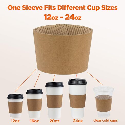 FMP Brands [50 Pack] Christmas Paper Coffee Cup Sleeves, Disposable Corrugated Cardboard Paper Jacket fit 12oz, 16oz, 20oz, 24oz Disposable Coffee Cups, Hand Protection for Hot and Cold Drinks in Kuwait