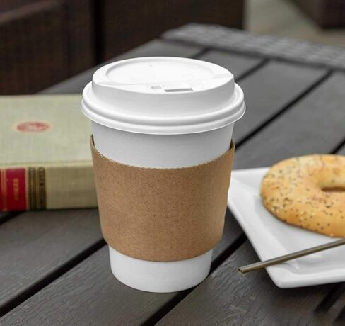 FMP Brands [50 Pack] Christmas Paper Coffee Cup Sleeves, Disposable Corrugated Cardboard Paper Jacket fit 12oz, 16oz, 20oz, 24oz Disposable Coffee Cups, Hand Protection for Hot and Cold Drinks in Kuwait