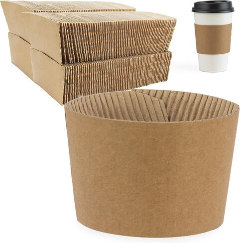 FMP Brands [50 Pack] Christmas Paper Coffee Cup Sleeves, Disposable Corrugated Cardboard Paper Jacket fit 12oz, 16oz, 20oz, 24oz Disposable Coffee Cups, Hand Protection for Hot and Cold Drinks in Kuwait