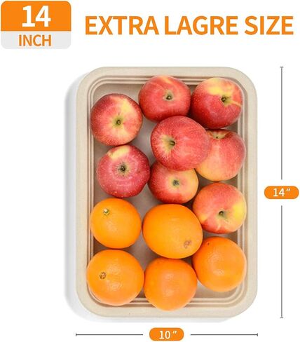 Celel 50 Pack 14 Inch Heavy Duty Disposable Food Trays, Compostable Food Serving Trays Extra Large for Crawfish Seafood BBQ Party and Holiday Feast in Kuwait