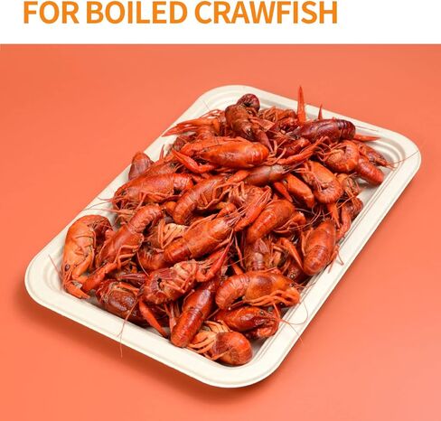 Celel 50 Pack 14 Inch Heavy Duty Disposable Food Trays, Compostable Food Serving Trays Extra Large for Crawfish Seafood BBQ Party and Holiday Feast in Kuwait