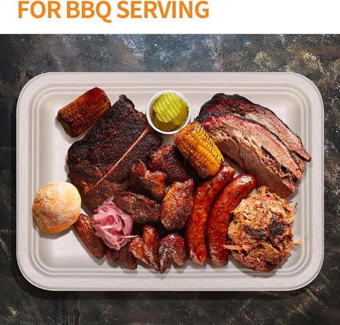 Celel 50 Pack 14 Inch Heavy Duty Disposable Food Trays, Compostable Food Serving Trays Extra Large for Crawfish Seafood BBQ Party and Holiday Feast in Kuwait