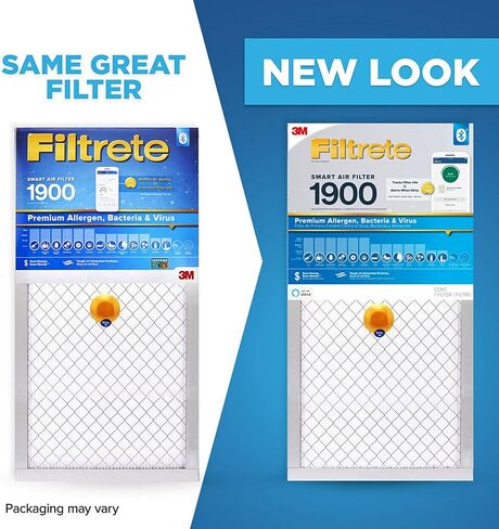 فيلتريت 14×24×1، فلتر هواء فرن مكيف ذكي قابل للتجديد، MPR 1900، حساسية ممتازة، البكتيريا والفيروسات، عبوتان (الأبعاد الدقيقة 13.84 × 23.84 × 1.1) in Kuwait