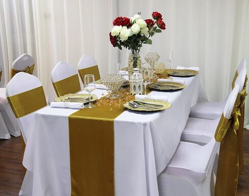 WELMATCH Black Satin Table Runners Wedding Party - 5 pcs Banquet Event Decoration 12" x 108" in Kuwait