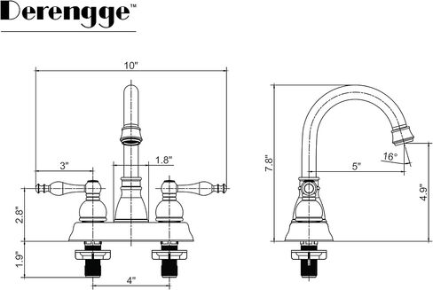 Derengge Two-Handle Bathroom Faucet,Lavatory Bathroom Sink Faucet with Overflow Pop up Drain,4 Inch Centerset Faucet,Brushed Nickel Finished,F-4501JM-BN in Kuwait