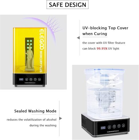 ELEGOO Mercury Plus 2.0 Wash and Cure Station Washing and Curing Machine Resin Curing Station for LCD/DLP/SLA 3D Printed Models with Rotary Curing Turntable and Washing Bucket in Saudi Arabia