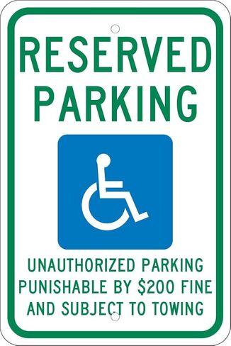 NMC TMS335J Handicapped Parking Sign, Tennessee - 12in. x 18in. Heavy Duty Reflective Aluminum Sign with Graphic in Saudi Arabia