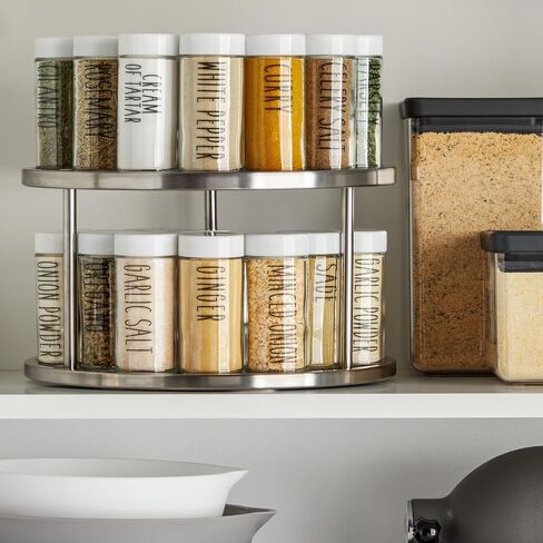 2 Tier Lazy Susan Turntable Organizer for Cabinet, Revolving Spice Rack Carousel for Kitchen Pantry Storage, Stainless Steel (10.5 in) in Saudi Arabia