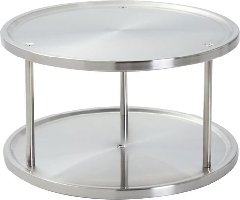 2 Tier Lazy Susan Turntable Organizer for Cabinet, Revolving Spice Rack Carousel for Kitchen Pantry Storage, Stainless Steel (10.5 in) in Saudi Arabia