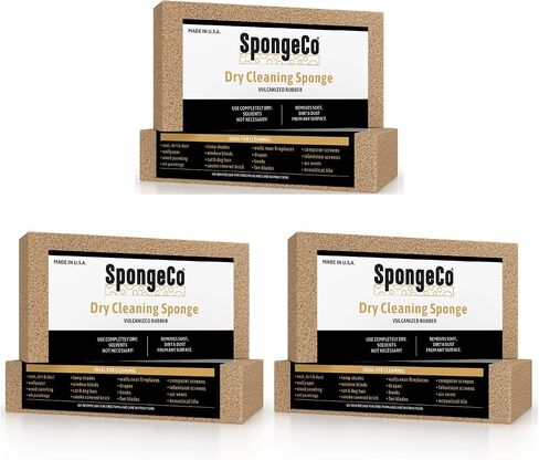 SpongeCo - Dry Cleaning Soot Eraser Sponge - Pet Hair, Smoke, Soot, Dust and Dirt Remover - 3x6x3/4 (3 Pack) in Kuwait