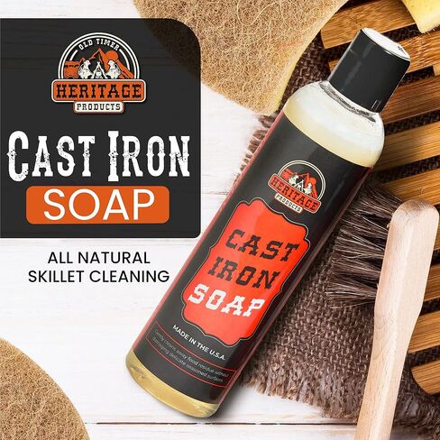 Heritage Products Cast Iron Soap – All Natural Skillet Cleaning Soap Cleans, Restores, Removes Rust from Griddle, Grill Grate, Dutch Oven - 100% Plant-Based Cast Iron Cleaner for Home and Camping in Saudi Arabia